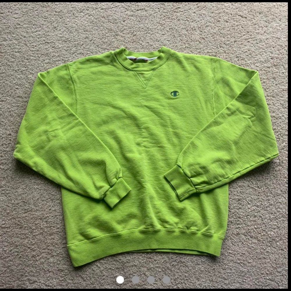 lime green champion mock neck thick sweatshirt